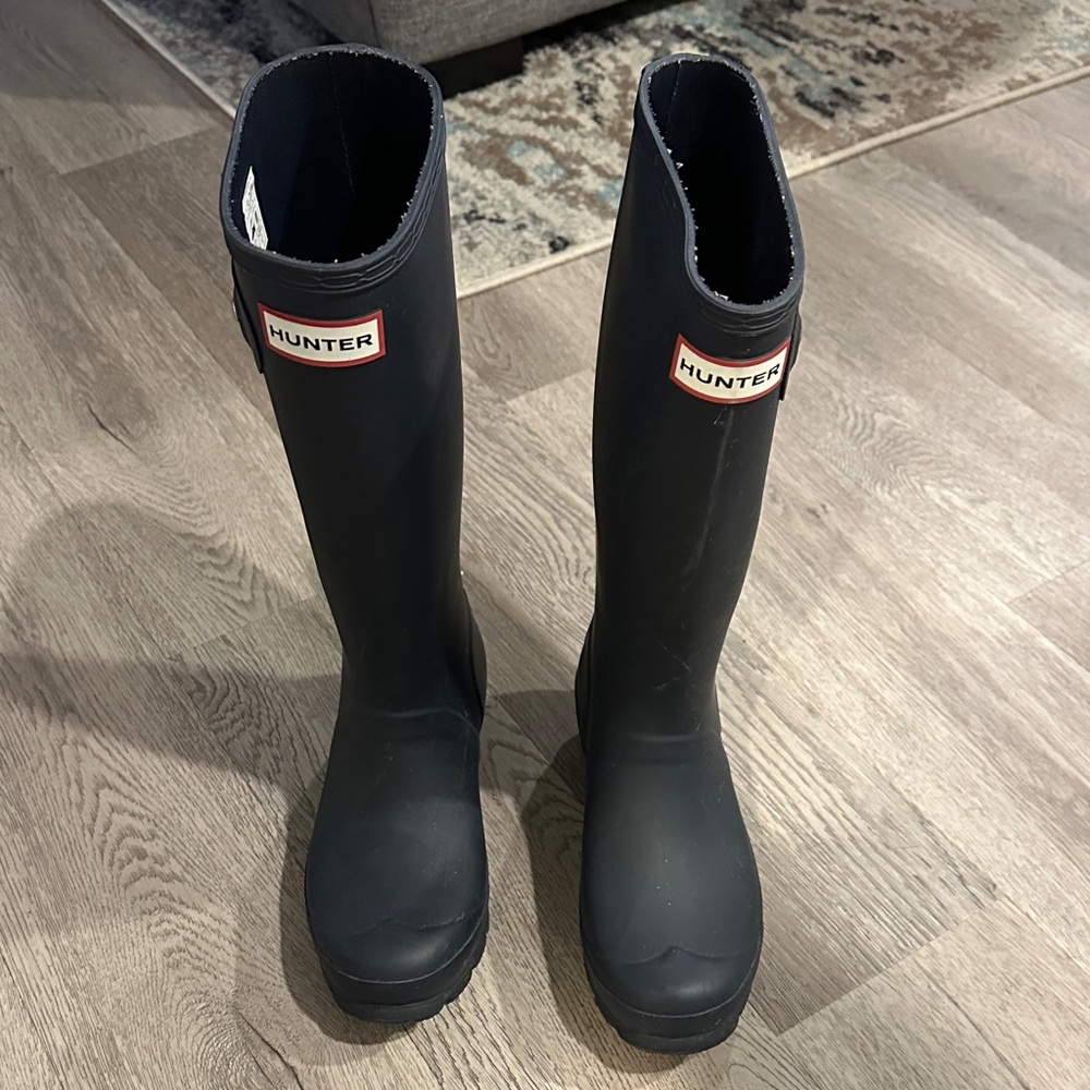Navy Kids Hunter Classic Black Tall Boots